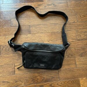 Spikes & Sparrow Black Leather Belt Bag